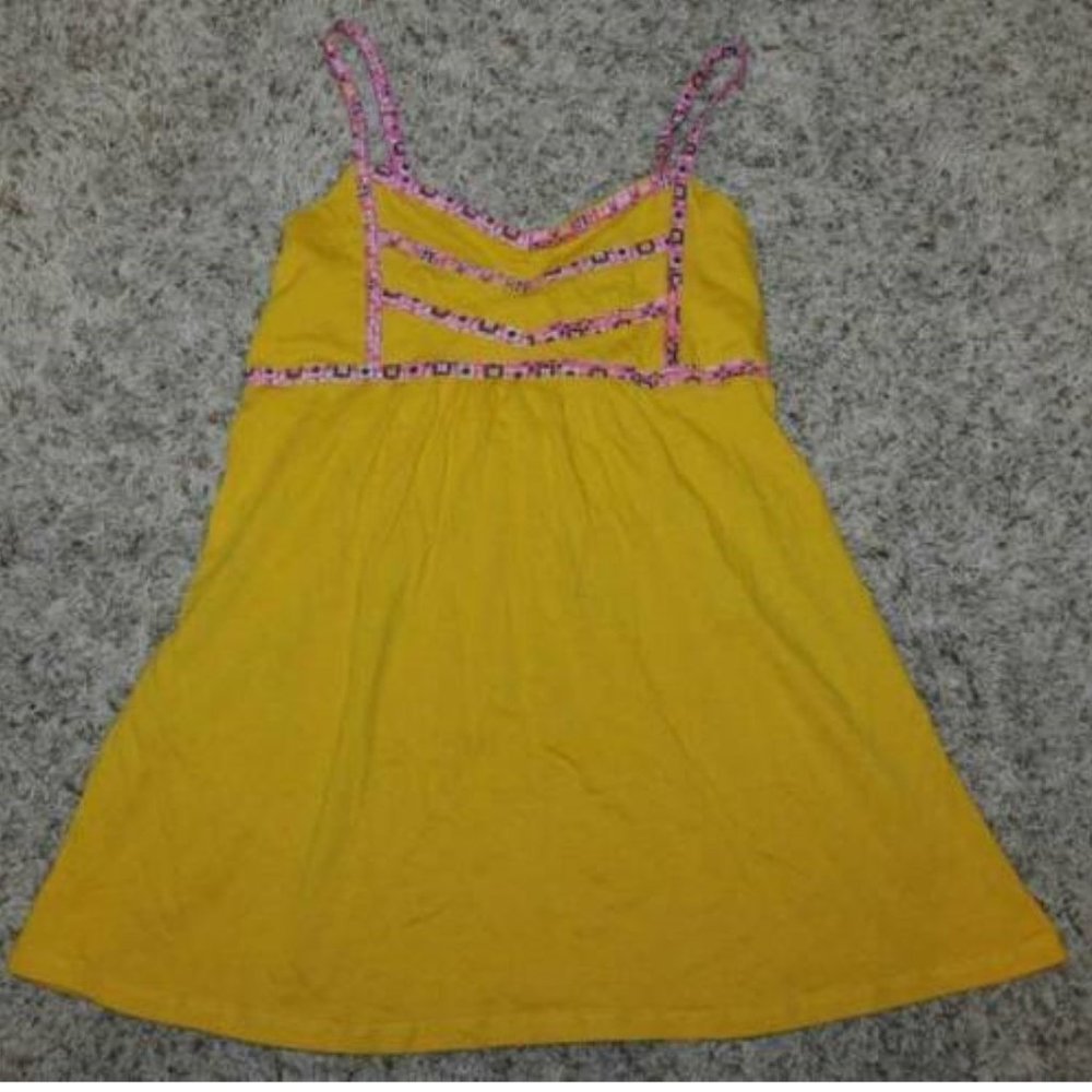 Girls Camisole Shirt 14 Yellow Floral Babydoll Smocked Sleeveless Tank Energie